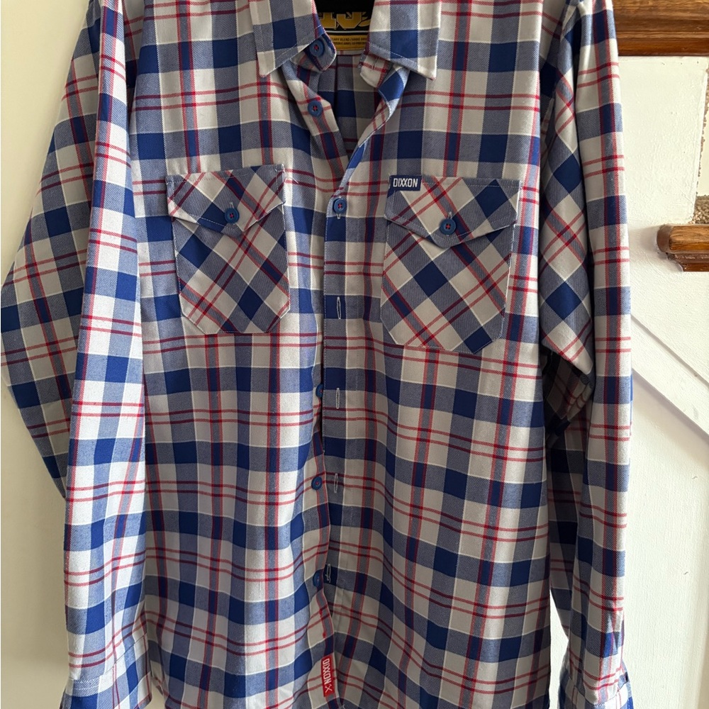 DIXXON Blue and Red Casual Button Down Shirt
